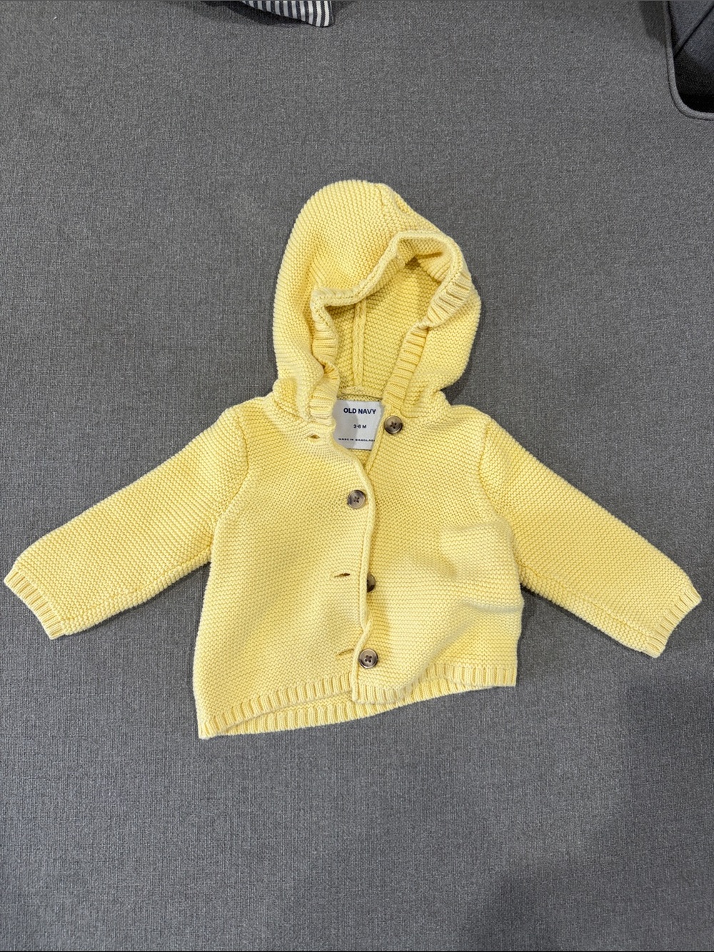 Old Navy Pale Yellow Hooded Knit Baby Cardigan